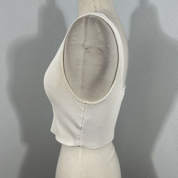 Aritzia Babaton Tank Top Womens M‎ Square Neck Off White Ribbed  Minimalist Y2K - Picture 2 of 7